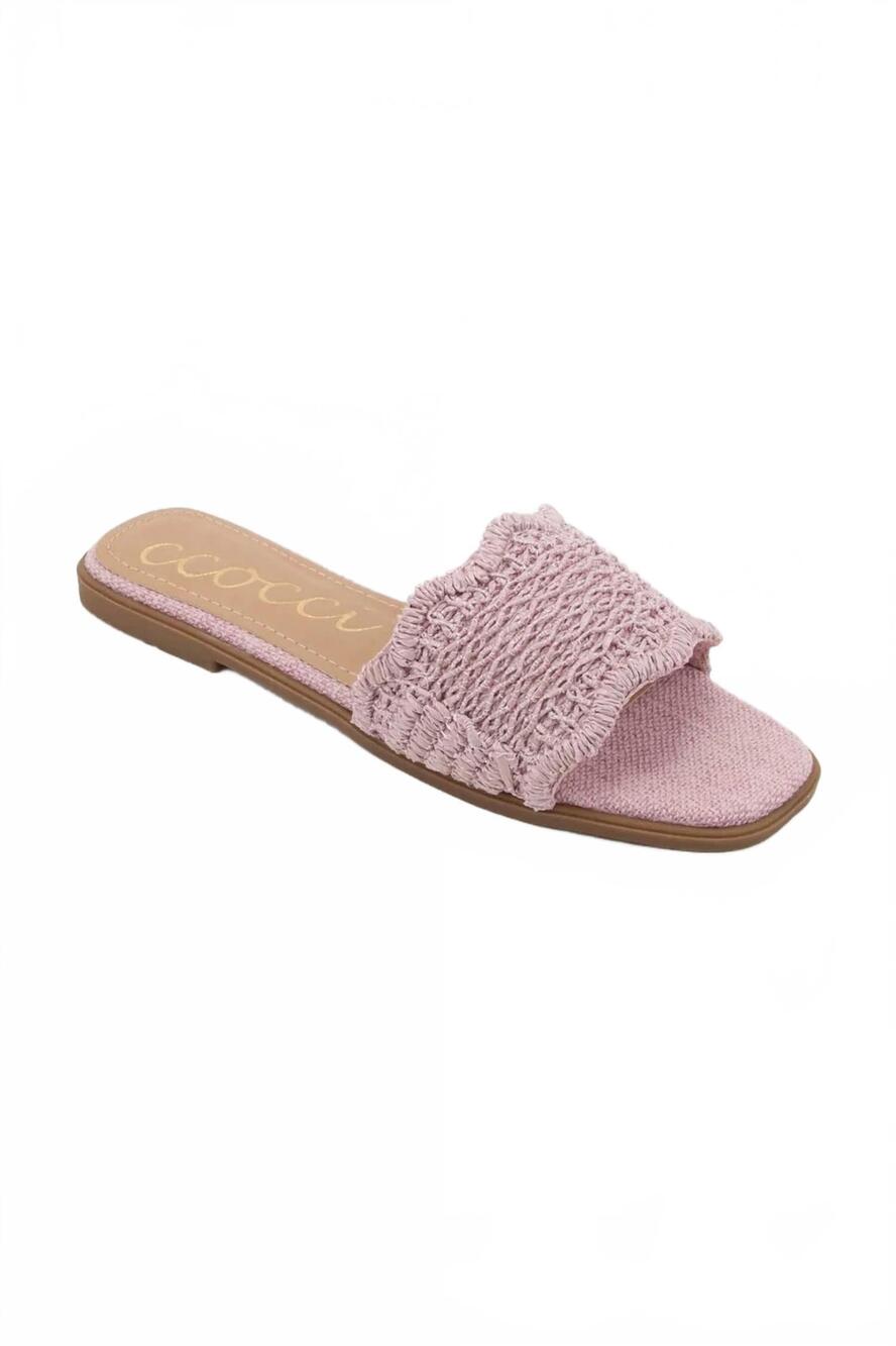 NEW CCOCCI women's giselle raffia scallop edge slide sandal in blush